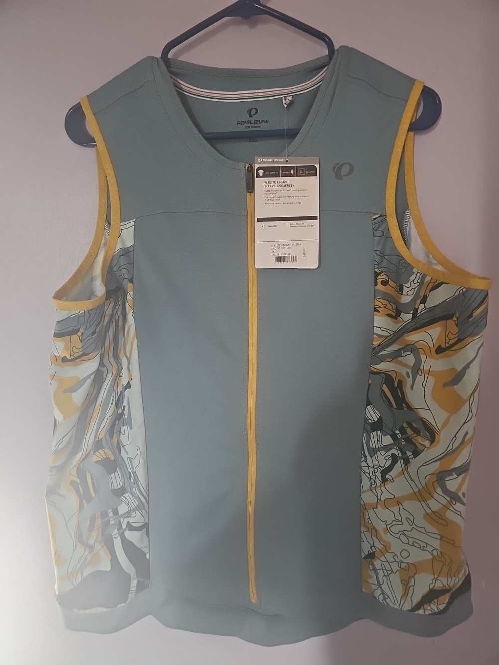 Pearl Izumi Women's Sleeveless Jersey in Seafoam with Yellow Trim